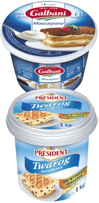 mascarpone galbani, twaróg sernikowy, president