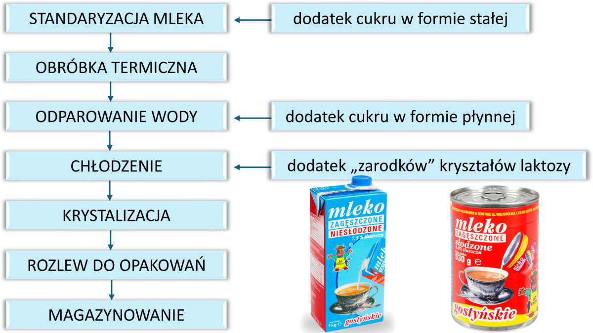 Podstawowe etapy wytwarzania słodzonego mleka skondensowanego